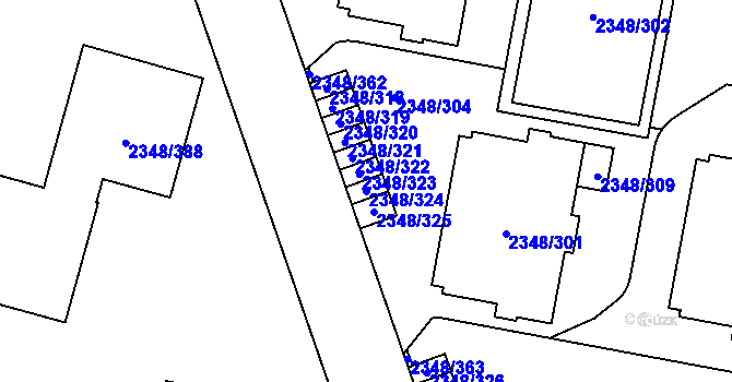 Parcela st. 2348/324 v KÚ Pelhřimov, Katastrální mapa
