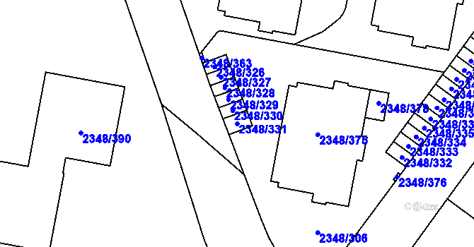 Parcela st. 2348/331 v KÚ Pelhřimov, Katastrální mapa