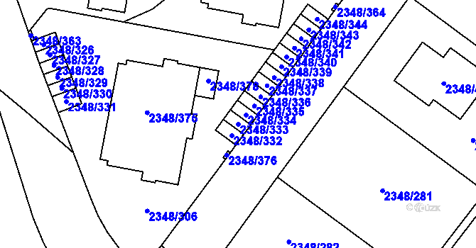 Parcela st. 2348/333 v KÚ Pelhřimov, Katastrální mapa