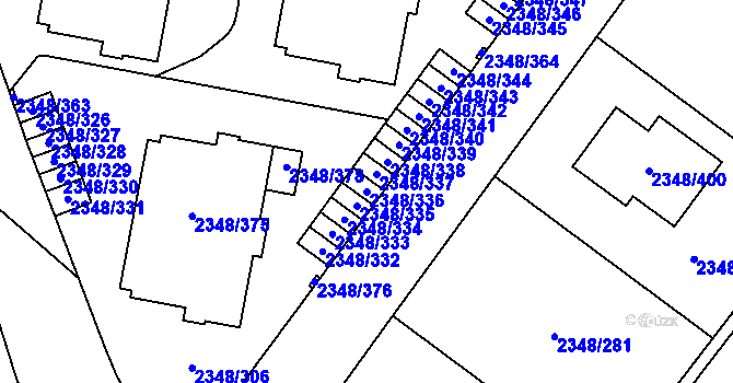 Parcela st. 2348/336 v KÚ Pelhřimov, Katastrální mapa