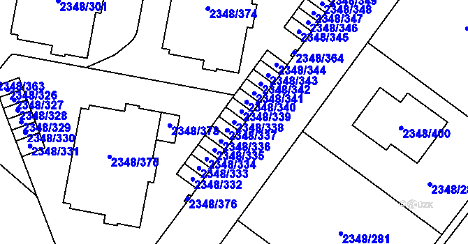 Parcela st. 2348/338 v KÚ Pelhřimov, Katastrální mapa