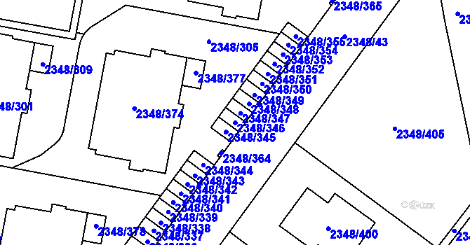 Parcela st. 2348/346 v KÚ Pelhřimov, Katastrální mapa