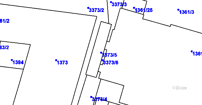 Parcela st. 3373/5 v KÚ Pelhřimov, Katastrální mapa