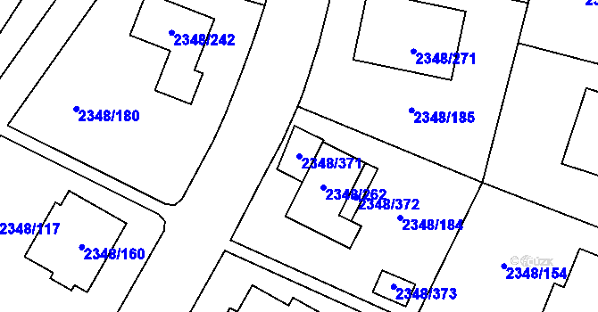 Parcela st. 2348/371 v KÚ Pelhřimov, Katastrální mapa