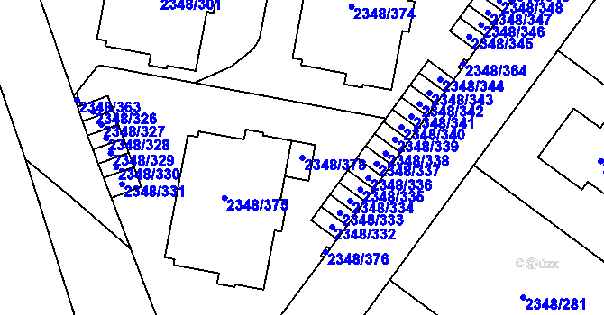 Parcela st. 2348/378 v KÚ Pelhřimov, Katastrální mapa