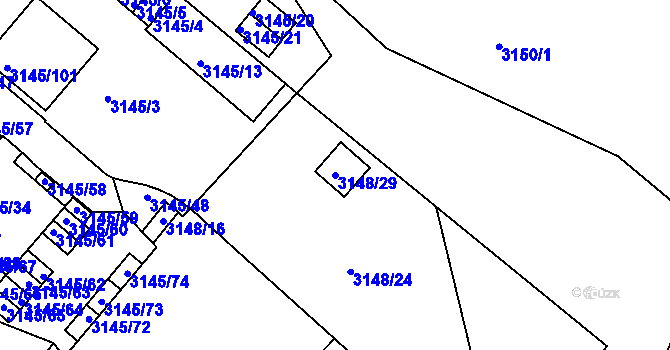 Parcela st. 3148/29 v KÚ Pelhřimov, Katastrální mapa