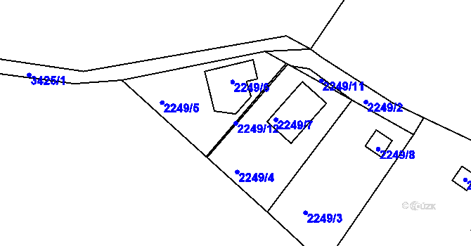 Parcela st. 2249/12 v KÚ Pelhřimov, Katastrální mapa