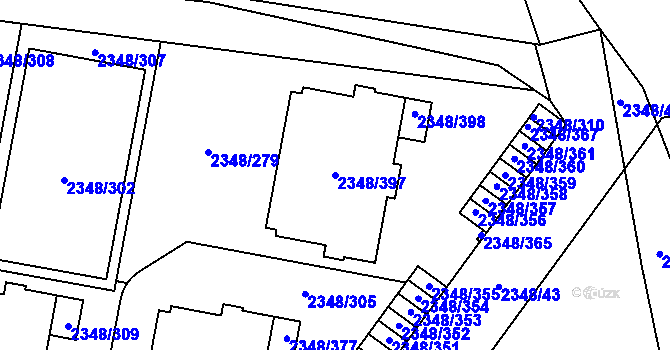 Parcela st. 2348/397 v KÚ Pelhřimov, Katastrální mapa