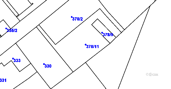 Parcela st. 378/11 v KÚ Pelhřimov, Katastrální mapa