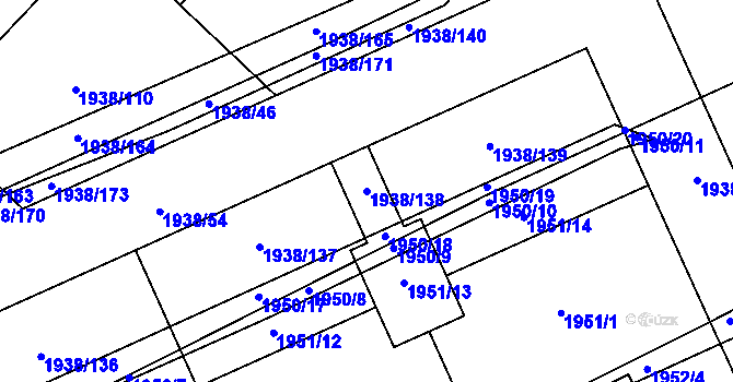 Parcela st. 1938/138 v KÚ Pelhřimov, Katastrální mapa