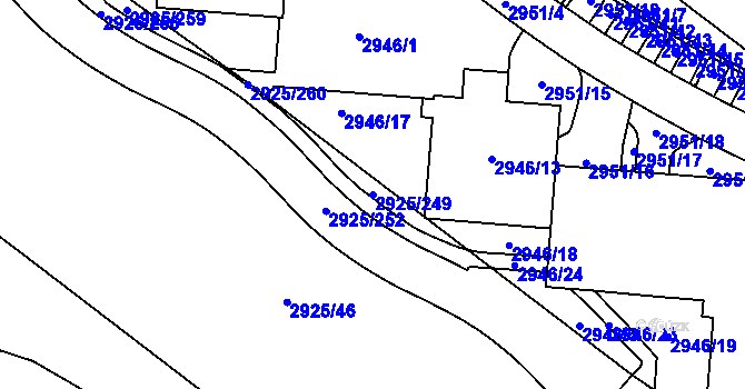 Parcela st. 2925/249 v KÚ Pelhřimov, Katastrální mapa
