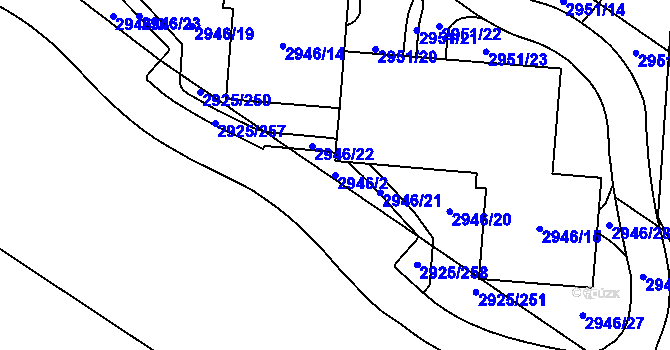 Parcela st. 2946/2 v KÚ Pelhřimov, Katastrální mapa