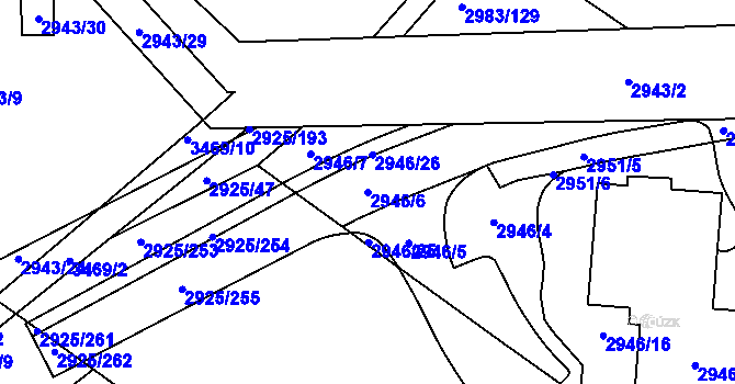 Parcela st. 2946/6 v KÚ Pelhřimov, Katastrální mapa