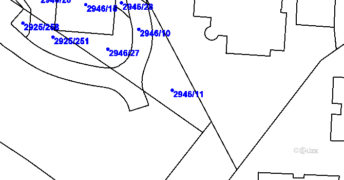 Parcela st. 2946/11 v KÚ Pelhřimov, Katastrální mapa