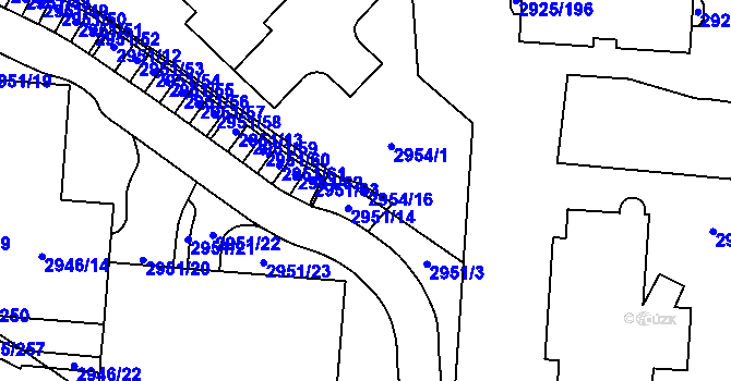 Parcela st. 2954/16 v KÚ Pelhřimov, Katastrální mapa