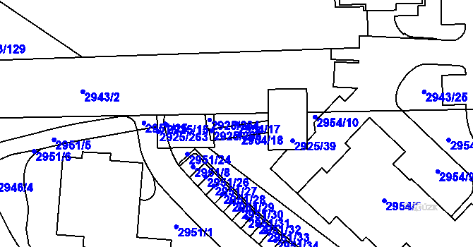 Parcela st. 2954/17 v KÚ Pelhřimov, Katastrální mapa