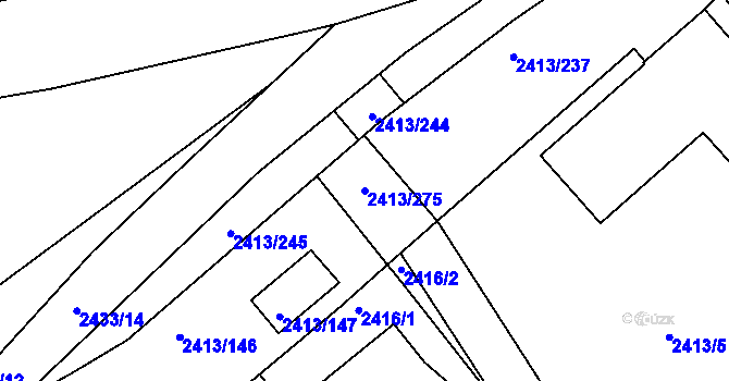 Parcela st. 2413/275 v KÚ Pelhřimov, Katastrální mapa