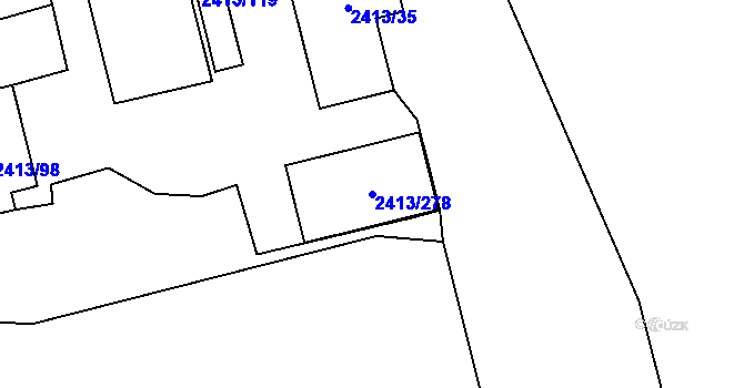 Parcela st. 2413/278 v KÚ Pelhřimov, Katastrální mapa