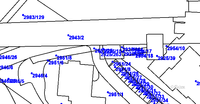 Parcela st. 2925/263 v KÚ Pelhřimov, Katastrální mapa