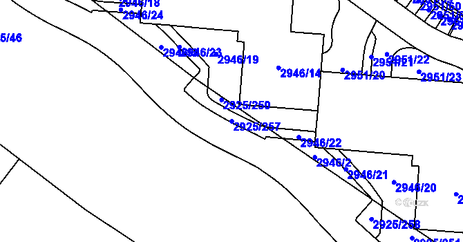 Parcela st. 2925/257 v KÚ Pelhřimov, Katastrální mapa