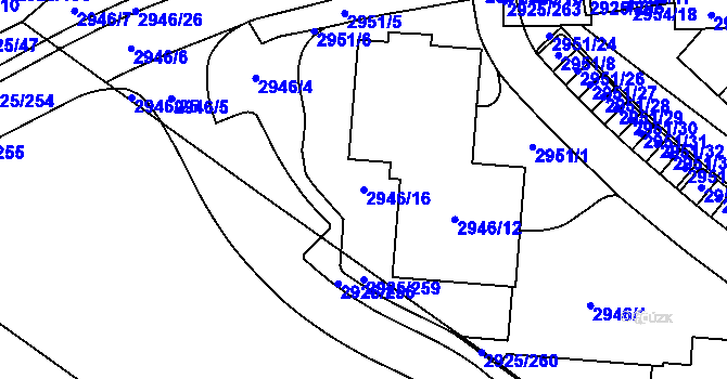 Parcela st. 2946/16 v KÚ Pelhřimov, Katastrální mapa