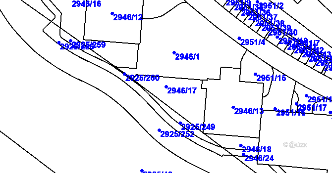 Parcela st. 2946/17 v KÚ Pelhřimov, Katastrální mapa