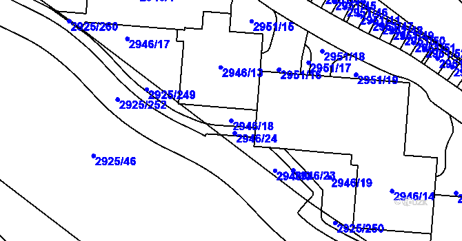 Parcela st. 2946/18 v KÚ Pelhřimov, Katastrální mapa
