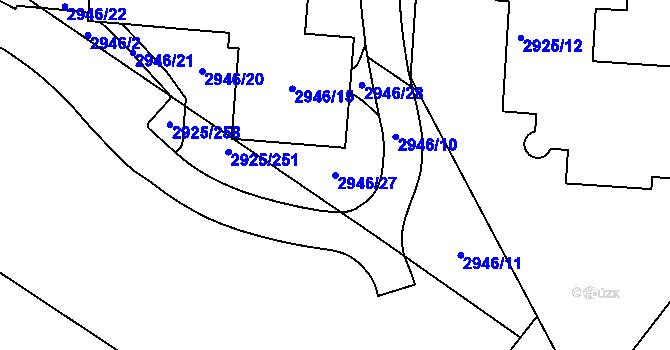 Parcela st. 2946/27 v KÚ Pelhřimov, Katastrální mapa