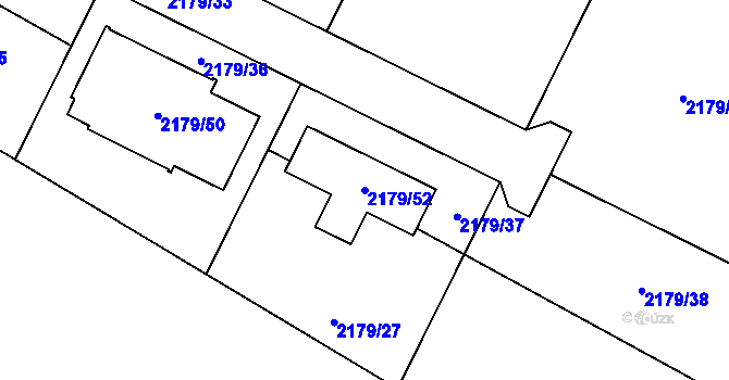 Parcela st. 2179/52 v KÚ Pelhřimov, Katastrální mapa