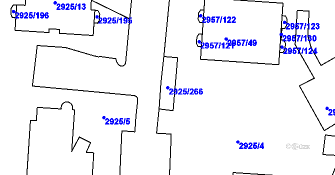 Parcela st. 2925/266 v KÚ Pelhřimov, Katastrální mapa