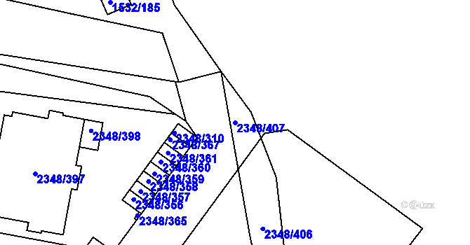 Parcela st. 2348/407 v KÚ Pelhřimov, Katastrální mapa
