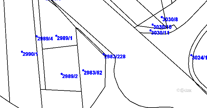 Parcela st. 2983/228 v KÚ Pelhřimov, Katastrální mapa