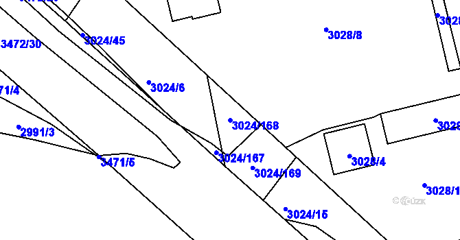 Parcela st. 3024/168 v KÚ Pelhřimov, Katastrální mapa