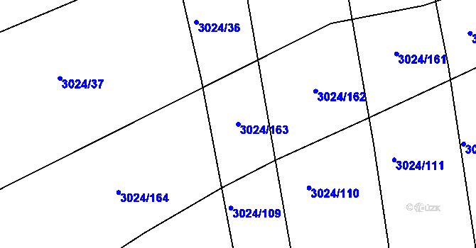 Parcela st. 3024/163 v KÚ Pelhřimov, Katastrální mapa