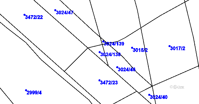 Parcela st. 3024/138 v KÚ Pelhřimov, Katastrální mapa