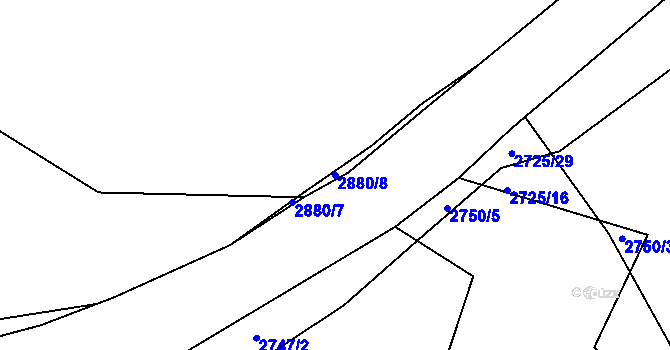 Parcela st. 2880/8 v KÚ Pelhřimov, Katastrální mapa