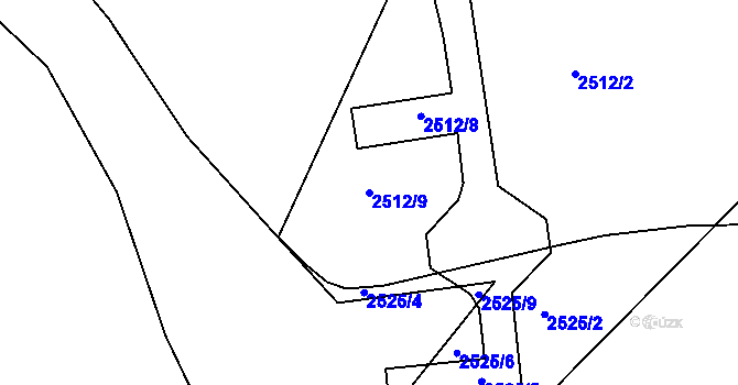 Parcela st. 2512/9 v KÚ Pelhřimov, Katastrální mapa