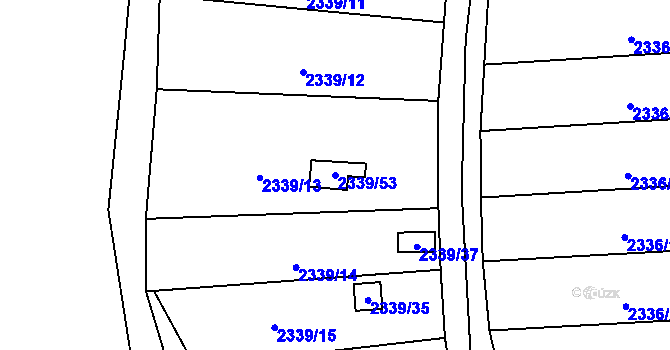 Parcela st. 2339/53 v KÚ Pelhřimov, Katastrální mapa