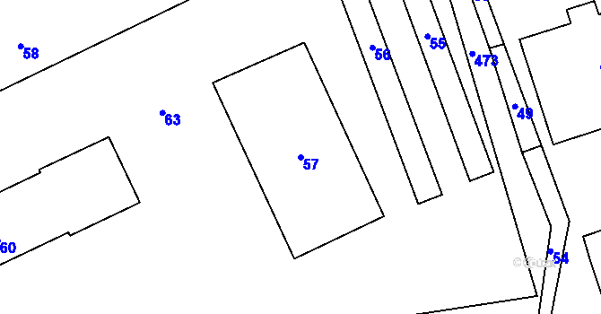 Parcela st. 57 v KÚ Penčice, Katastrální mapa