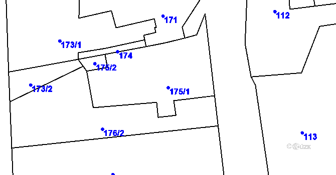 Parcela st. 175/1 v KÚ Penčice, Katastrální mapa