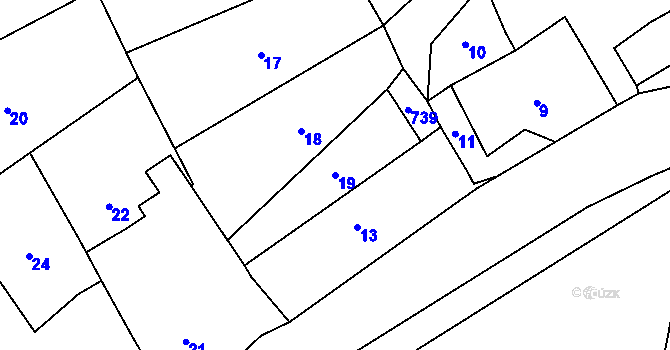 Parcela st. 19 v KÚ Penčičky, Katastrální mapa