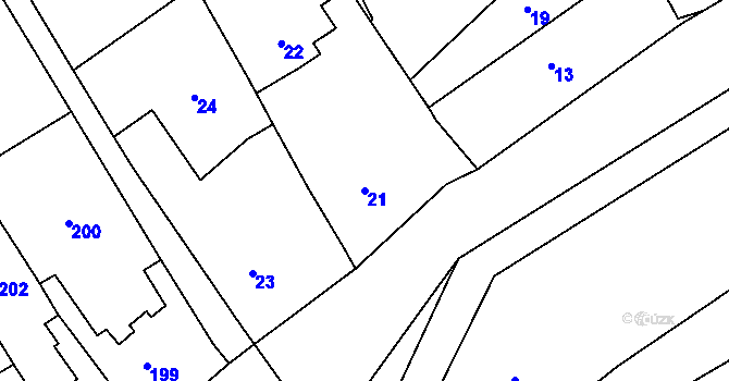 Parcela st. 21 v KÚ Penčičky, Katastrální mapa