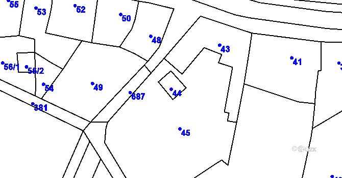 Parcela st. 44 v KÚ Penčičky, Katastrální mapa