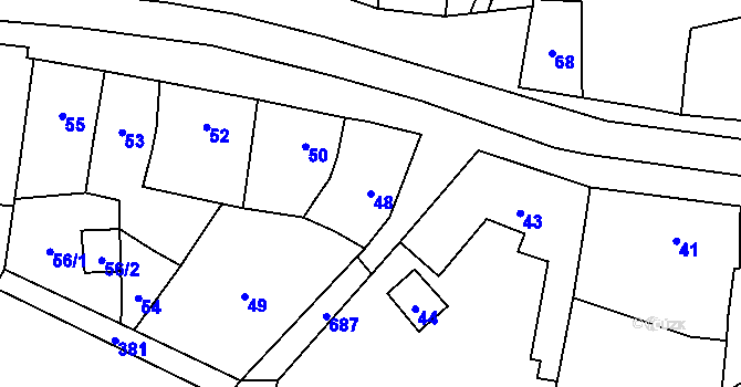 Parcela st. 48 v KÚ Penčičky, Katastrální mapa