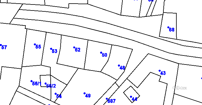 Parcela st. 50 v KÚ Penčičky, Katastrální mapa