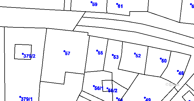Parcela st. 55 v KÚ Penčičky, Katastrální mapa