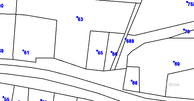 Parcela st. 65 v KÚ Penčičky, Katastrální mapa