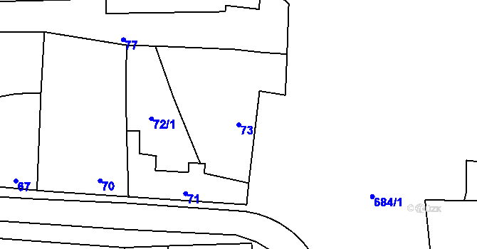 Parcela st. 73 v KÚ Penčičky, Katastrální mapa