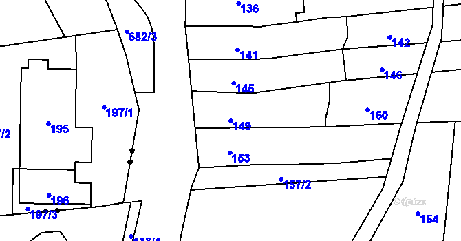 Parcela st. 149 v KÚ Penčičky, Katastrální mapa