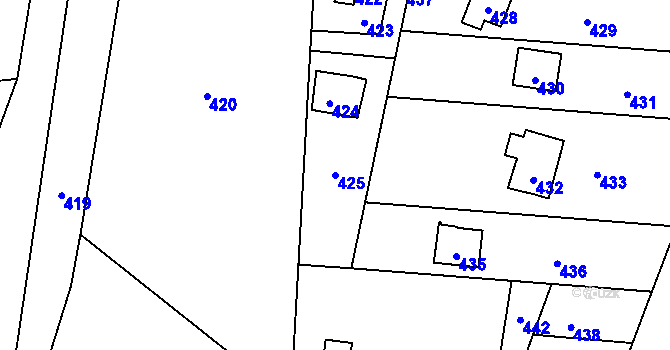 Parcela st. 425 v KÚ Penčičky, Katastrální mapa